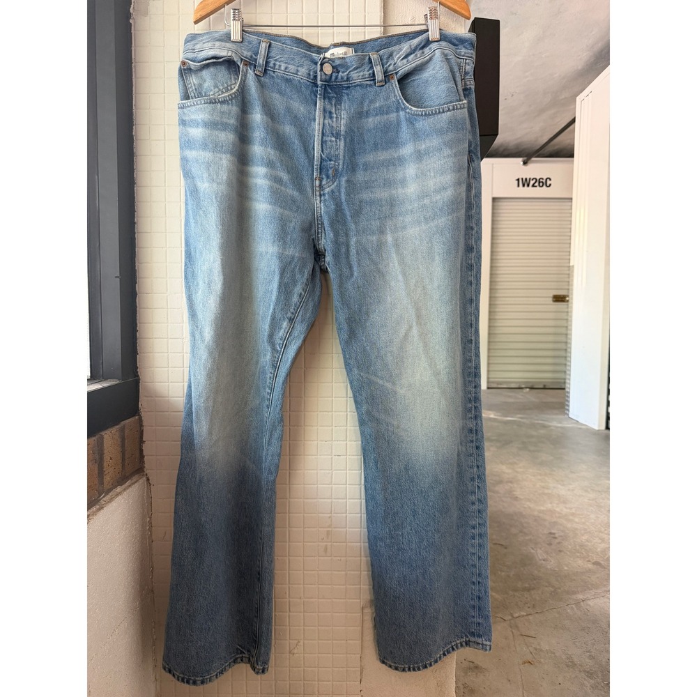 Madewell Longline Straight Jean Womens 33 High Rise Light Wash Button Fly - Picture 2 of 10